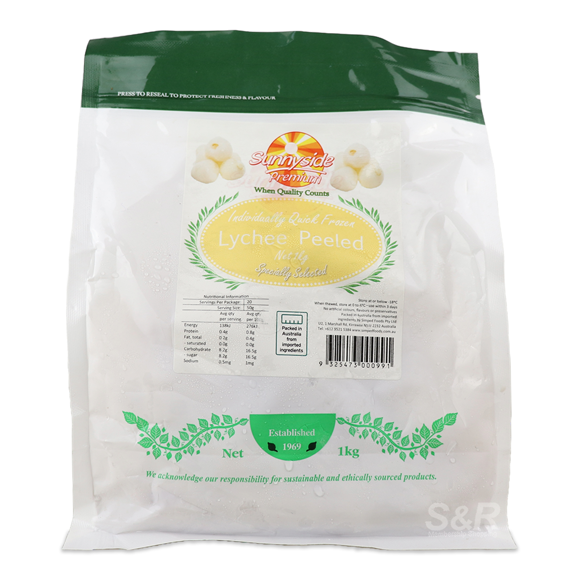 Sunnyside Premium Lychee Peeled 1kg Sunnyside Premium Lychee Peeled 1kg